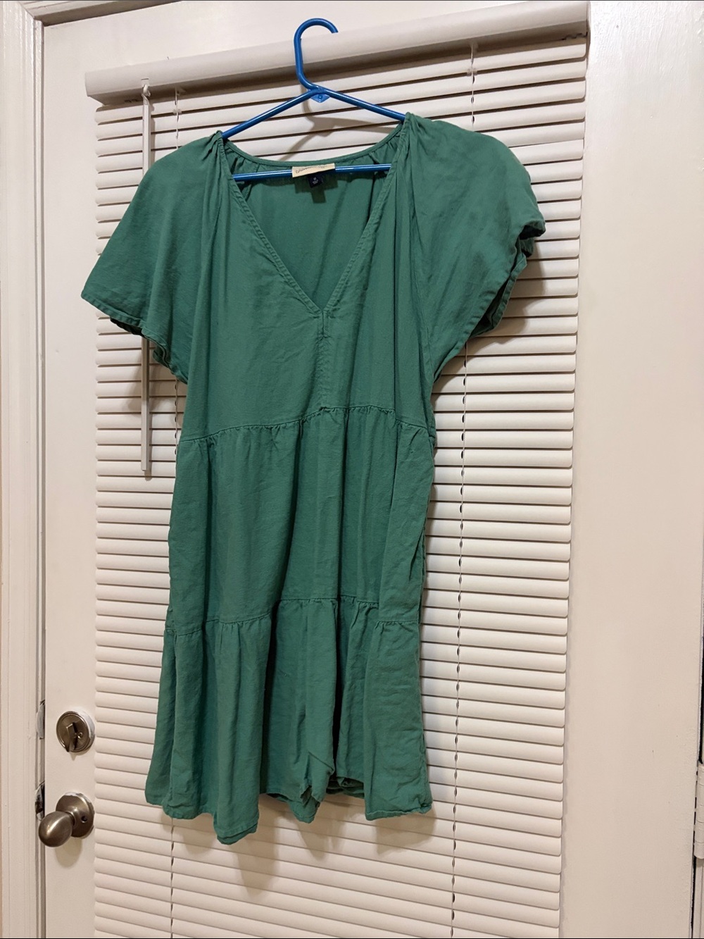 Universal Thread Emerald Green V-Neck Tiered Mini Dress